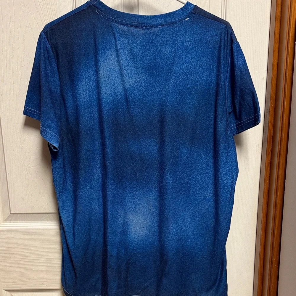 Blue Cat Print T-Shirt